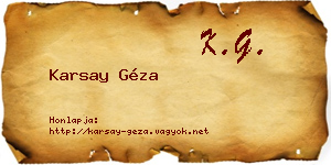 Karsay Géza névjegykártya