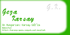 geza karsay business card